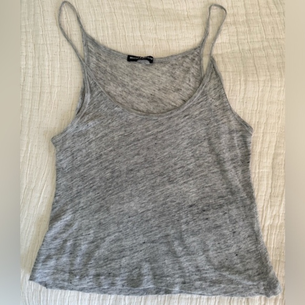 Brandy Melville Grey Linen Tank Top